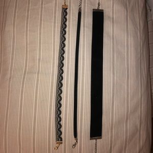 3 black chokers